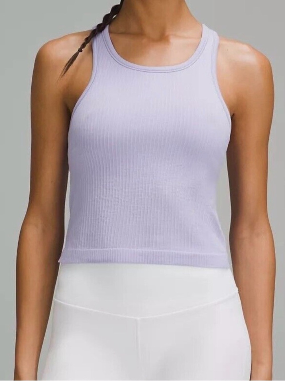 LULULEMON EBB TO STREET Cropped Racerback Tank Top - Size 8 - Color Lilac Smoke